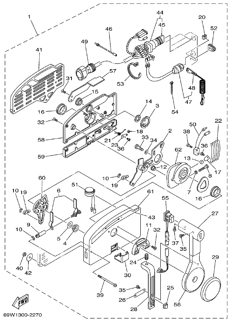 Yamaha FT50C REMOTE CONTROL ASSY parts diagram